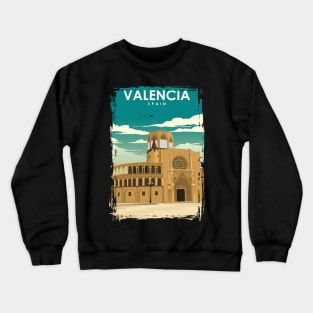 Valencia Spain Vintage Minimal Retro Travel Poster Crewneck Sweatshirt